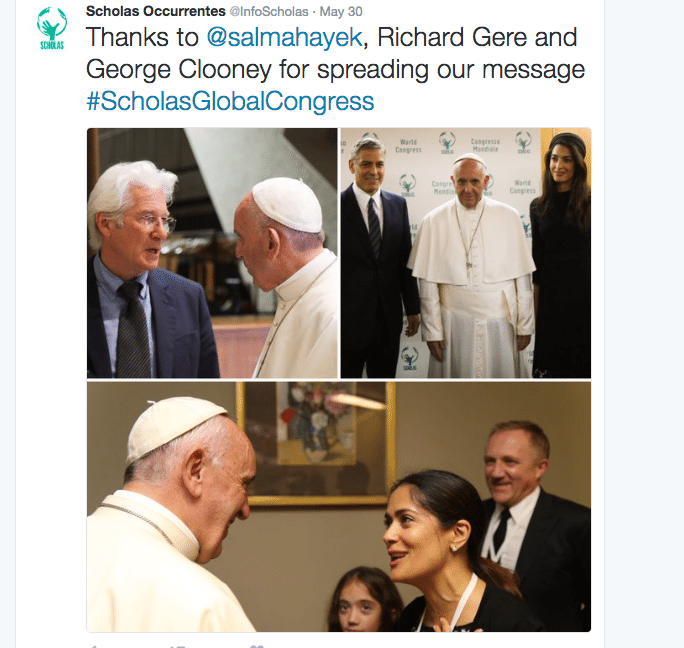 Salma Hayek meets Pope Francis