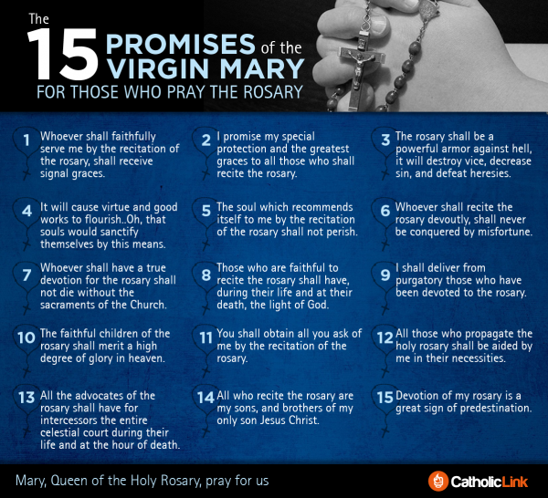 The 15 Promises Of The Rosary According To The Virgin Mary Infographic Visual Guide