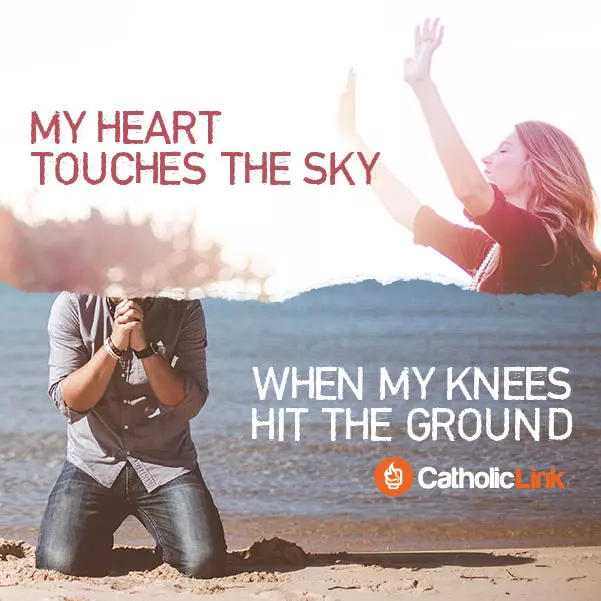 My Heart Touches The Sky When My Knees Hit The Ground Catholic Quote