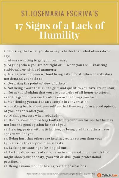 17 Signs of Lack of Humility Josemaria Escriva Quotes