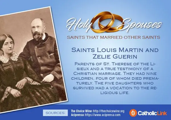St. Louie Martin and St. Zelie Martin St. Isidore the farmer and Maria de la Married Saints Spouses Catholic