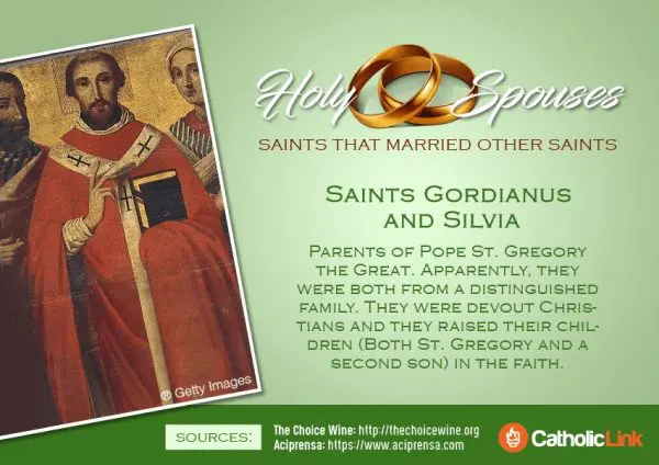 St. Gordianun and St. Silvia Married Saints Spouses Catholic