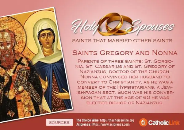 St. Gregory and Nona Married Saints Spouses Catholic