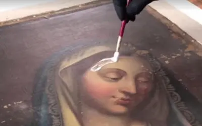 There’s Something Therapeutic About Watching The Restoration Of This Painting Of Mary