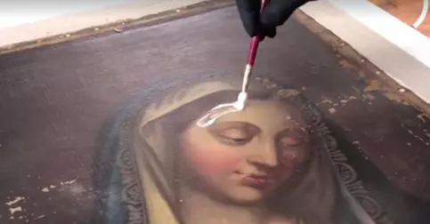 There's Something Therapeutic About Watching The Restoration Of This Painting Of Mary