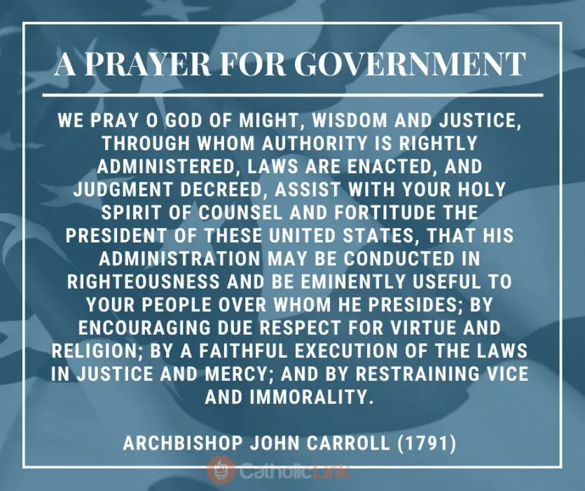A PRayer For Our Government Catholic Archbishop John Carroll