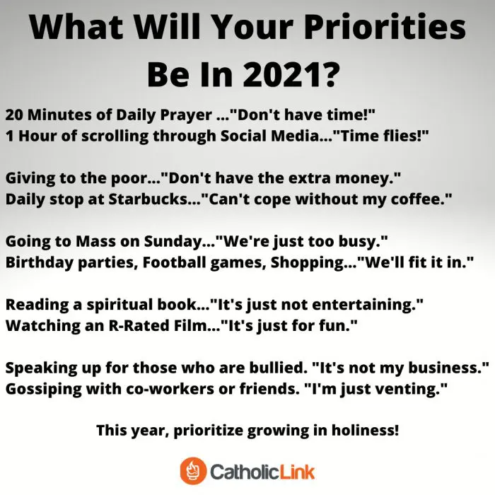 2021 Priorities New Year's Goals Catholic Resolution