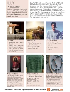 Looking for a Catholic to do list and guide to July's feast days? Use this visual to help you celebrate and grow in your devotion!