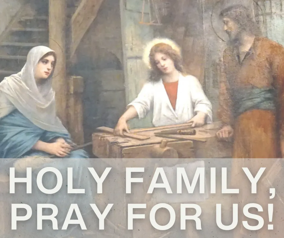 Holy Family, pray for us! “O God, who were pleased to give us the shining example of the Holy Family, graciously grant that we may imitate them in practicing the virtues of family life and in the bonds of charity.” - Collect, Feast of the Holy Family