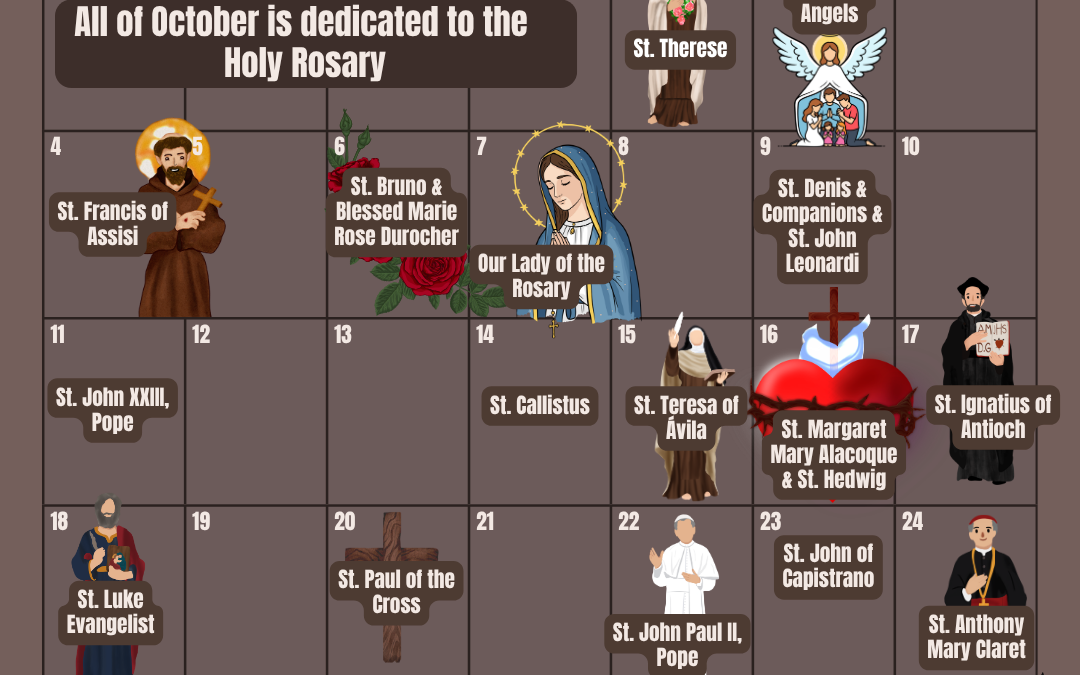 October Calendar For Catholics
