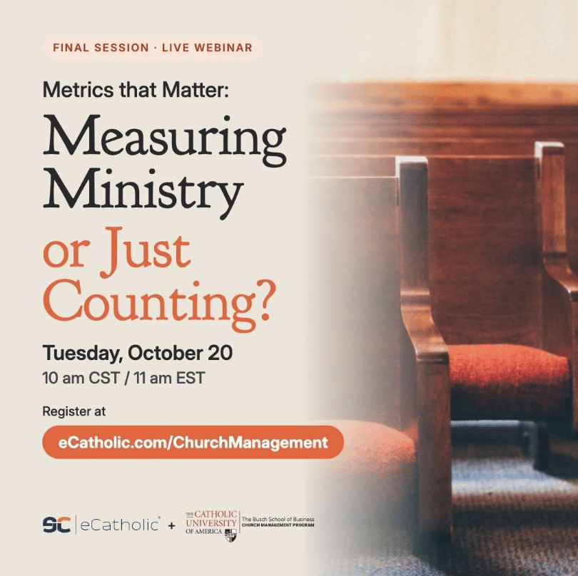 That hidden human cost is precisely why a new online offering, The Well-Run Parish, a 3-part webinar series—pioneered by eCatholic and The Catholic University of America’s Busch School of Business Church Management Program (CMP)—is so vital. Hosted by eCatholic’s Matthew Kurtz and joined by Fr. Anthony Stoeppel, associate professor for the CMP program, the series brings together academic expertise and real-world parish insights to help Catholic communities evolve in church management and digital ministry.